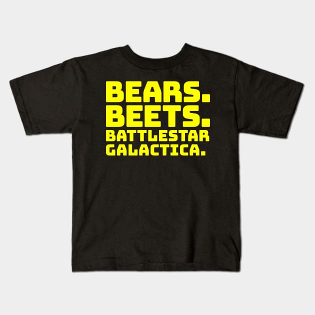 Bears Beets Battlestar Galactica Kids T-Shirt by colorsplash